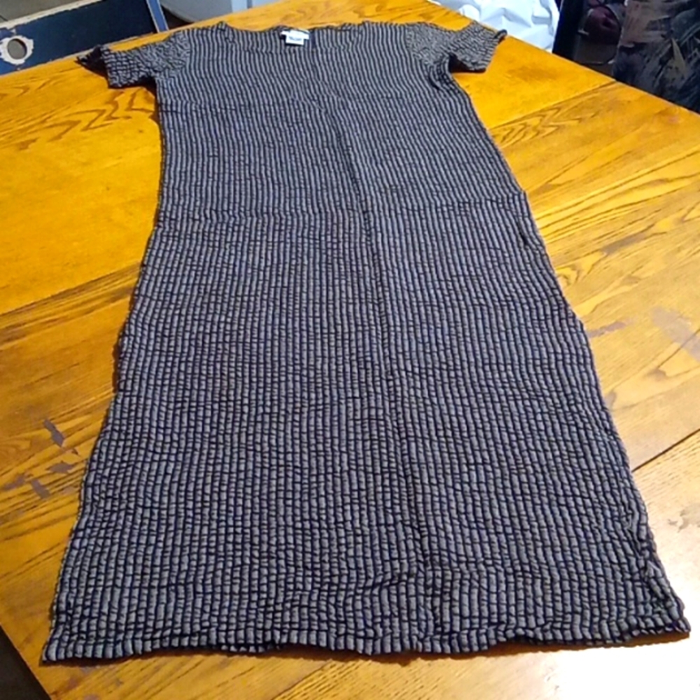 Eileen Fisher Short-Sleeve Textured Knit Tunic Dress - Brown/Black